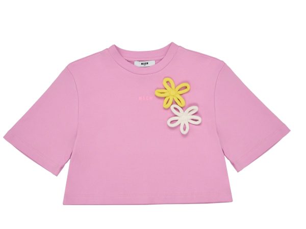 Applique flower t-shirt by MSGM For Sale