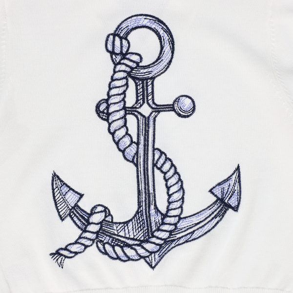 Anchor stitched white cardigan by Bamboo For Discount - Image 3