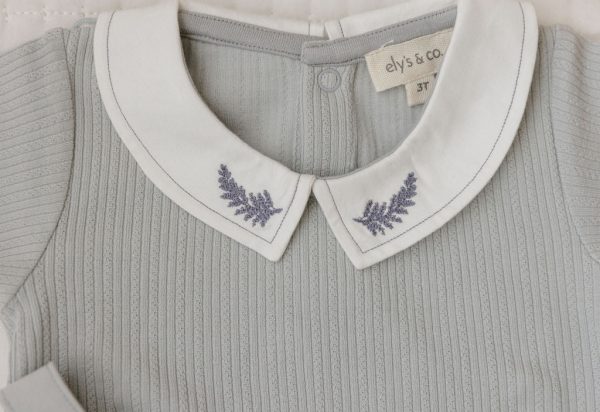 Embroidered collar blue leaf set by Ely s & Co Supply - Image 4