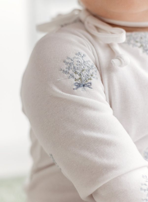 Baby s Breath Light Blue Footie + Bonnet by Citrine on Sale - Image 5